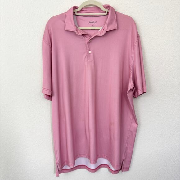 Johnnie O Mens Perforamce Polo Shirt Size XL Golf Summer Active Geo Print Pink - Picture 1 of 6